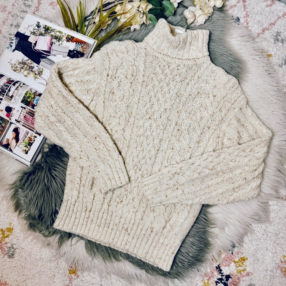 Vintage Liz Sport Vintage Women’s Wool Turtleneck Chunky Cable Knit Sweater Sz M - Picture 10 of 10